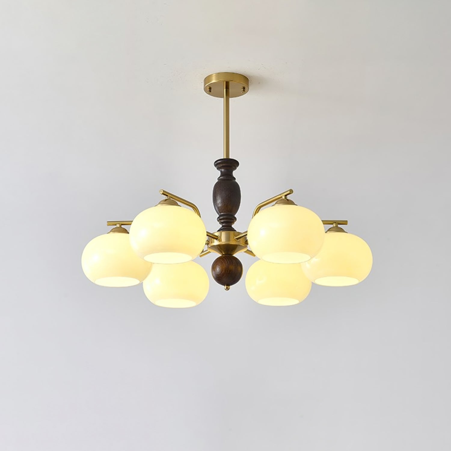 Elverora Chandelier Walnut Beige Orb