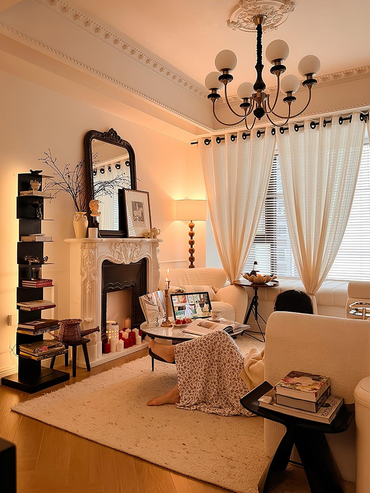 Rinoelle Chandelier Retro Brass Walnut Glass