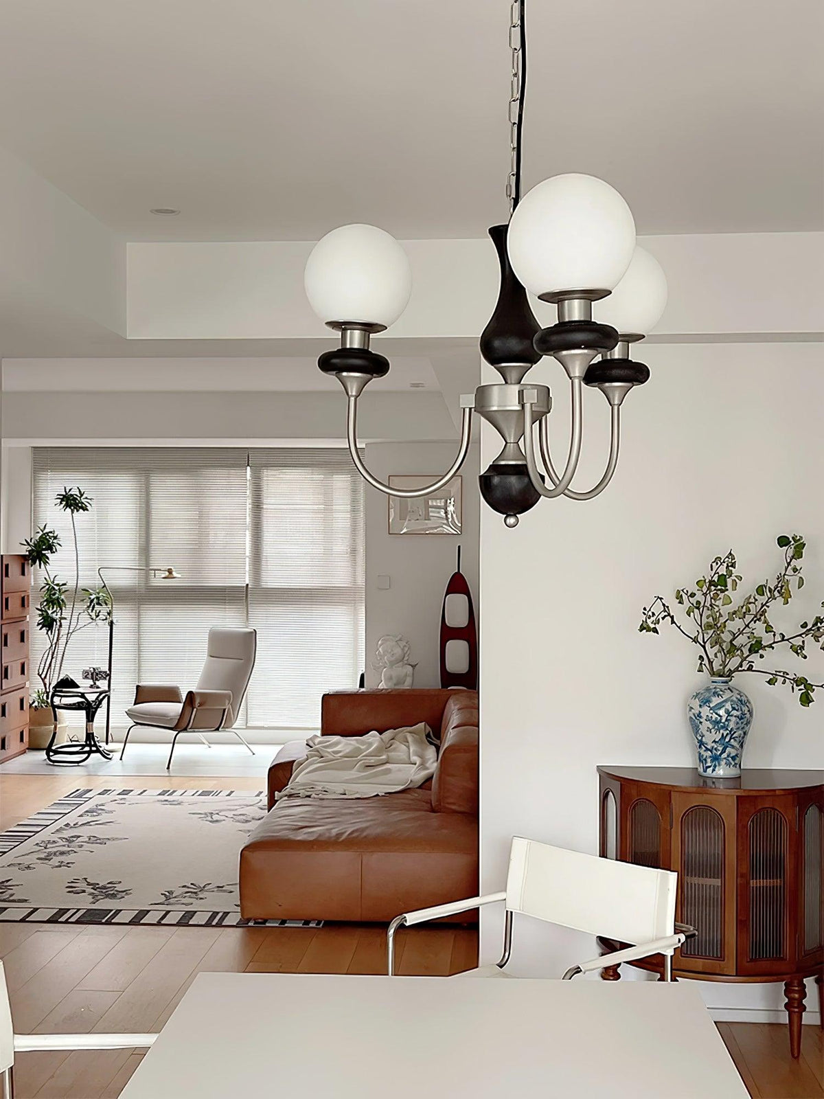 Rinoelle Chandelier Retro Brass Walnut Glass