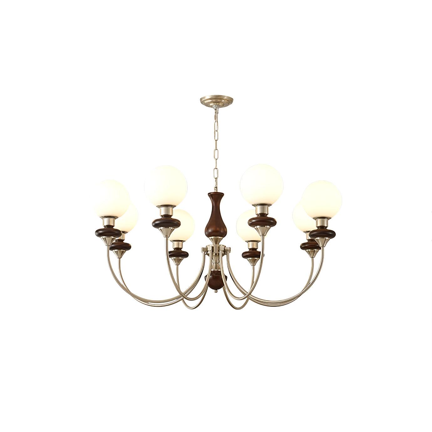 Rinoelle Chandelier Retro Brass Walnut Glass