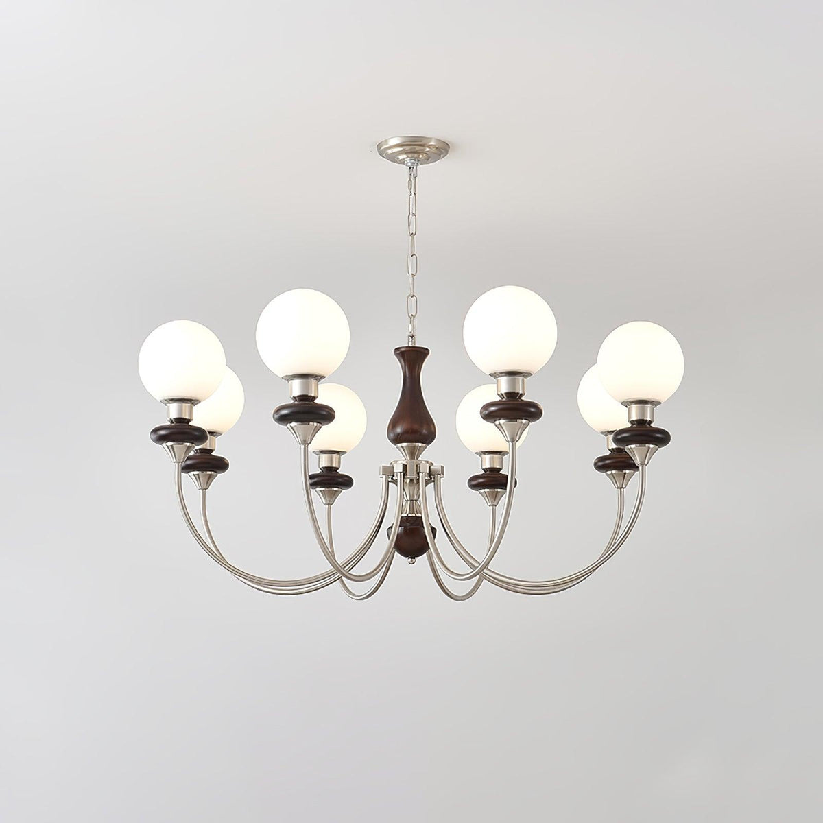 Rinoelle Chandelier Retro Brass Walnut Glass