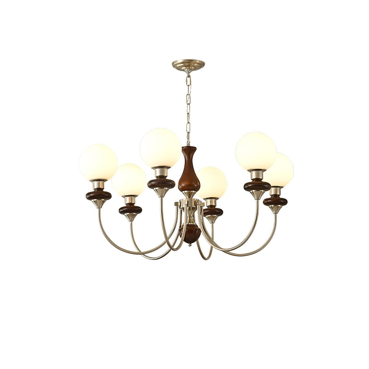 Rinoelle Chandelier Retro Brass Walnut Glass