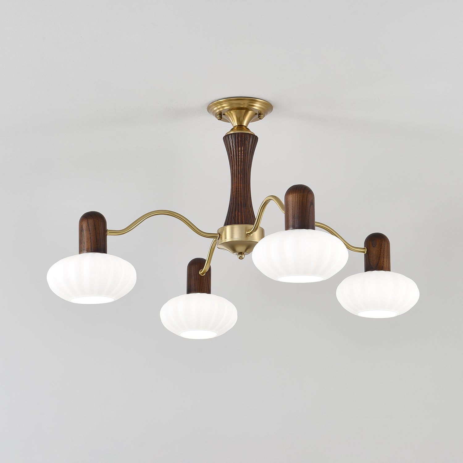 Rinuora Chandelier Walnut Embrace White Finish