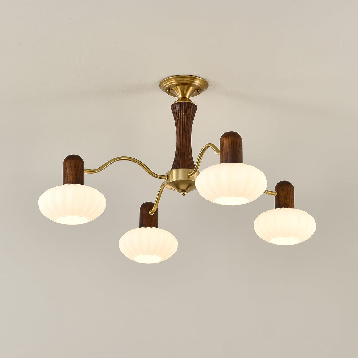 Rinuora Chandelier Walnut Embrace White Finish