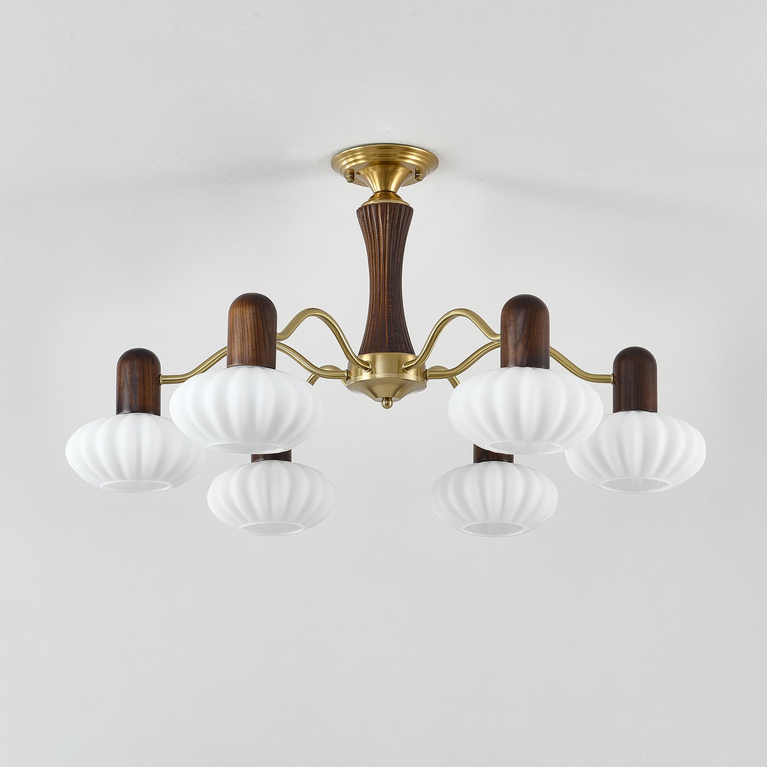 Rinuora Chandelier Walnut Embrace White Finish