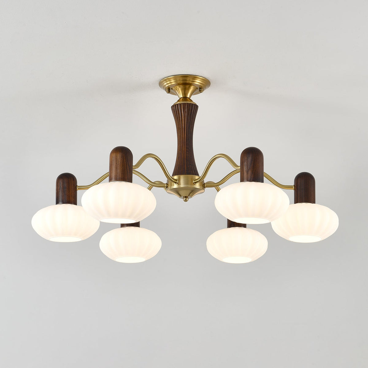 Rinuora Chandelier Walnut Embrace White Finish