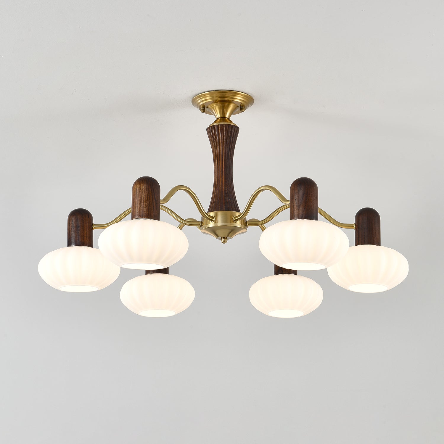 Rinuora Chandelier Walnut Embrace White Finish