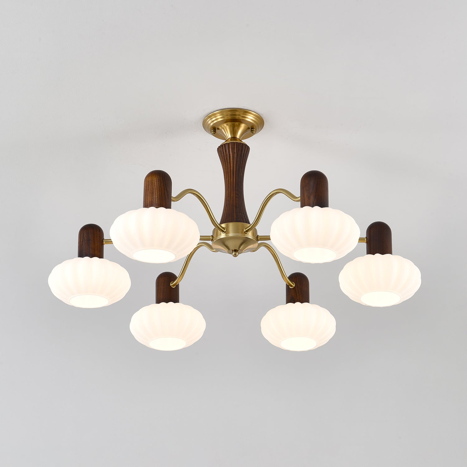 Rinuora Chandelier Walnut Embrace White Finish