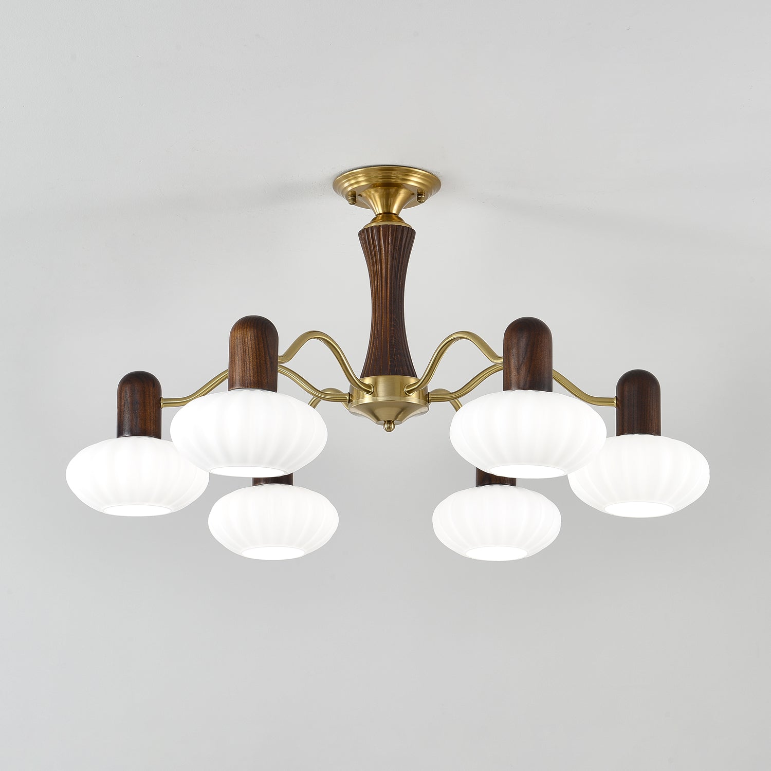 Rinuora Chandelier Walnut Embrace White Finish