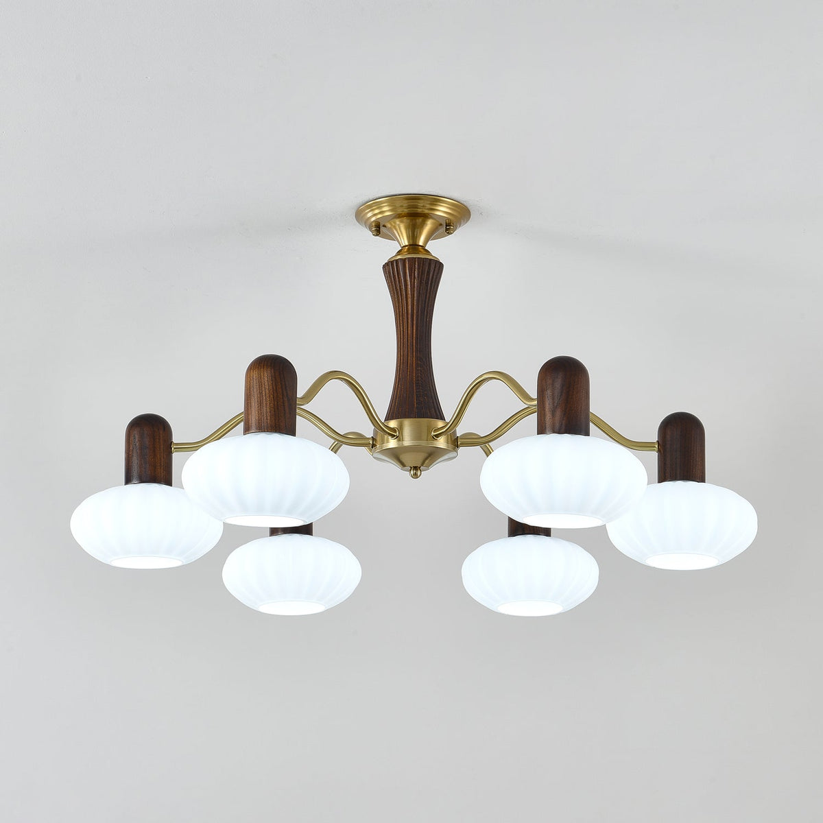 Rinuora Chandelier Walnut Embrace White Finish