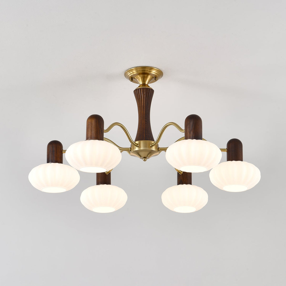 Rinuora Chandelier Walnut Embrace White Finish
