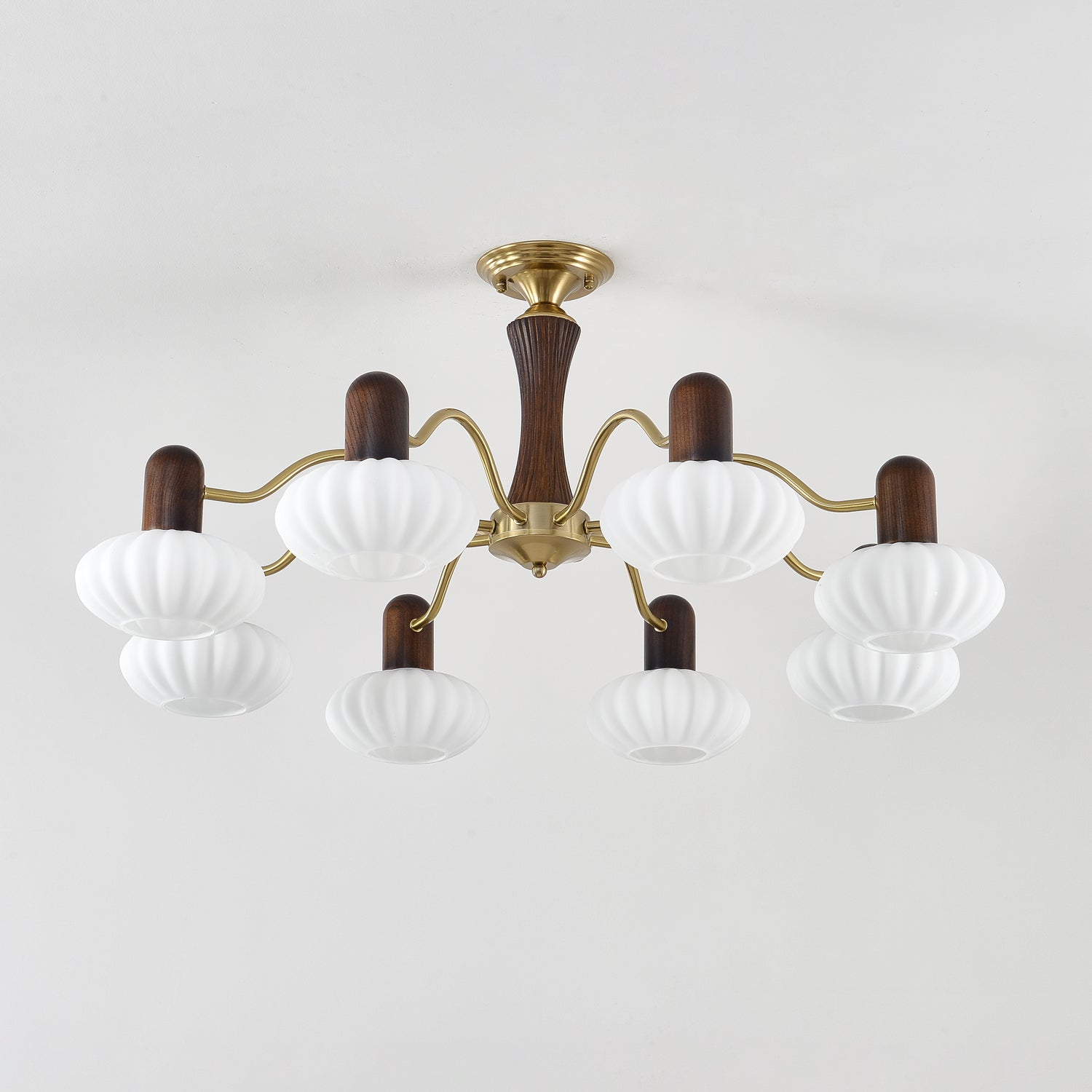 Rinuora Chandelier Walnut Embrace White Finish