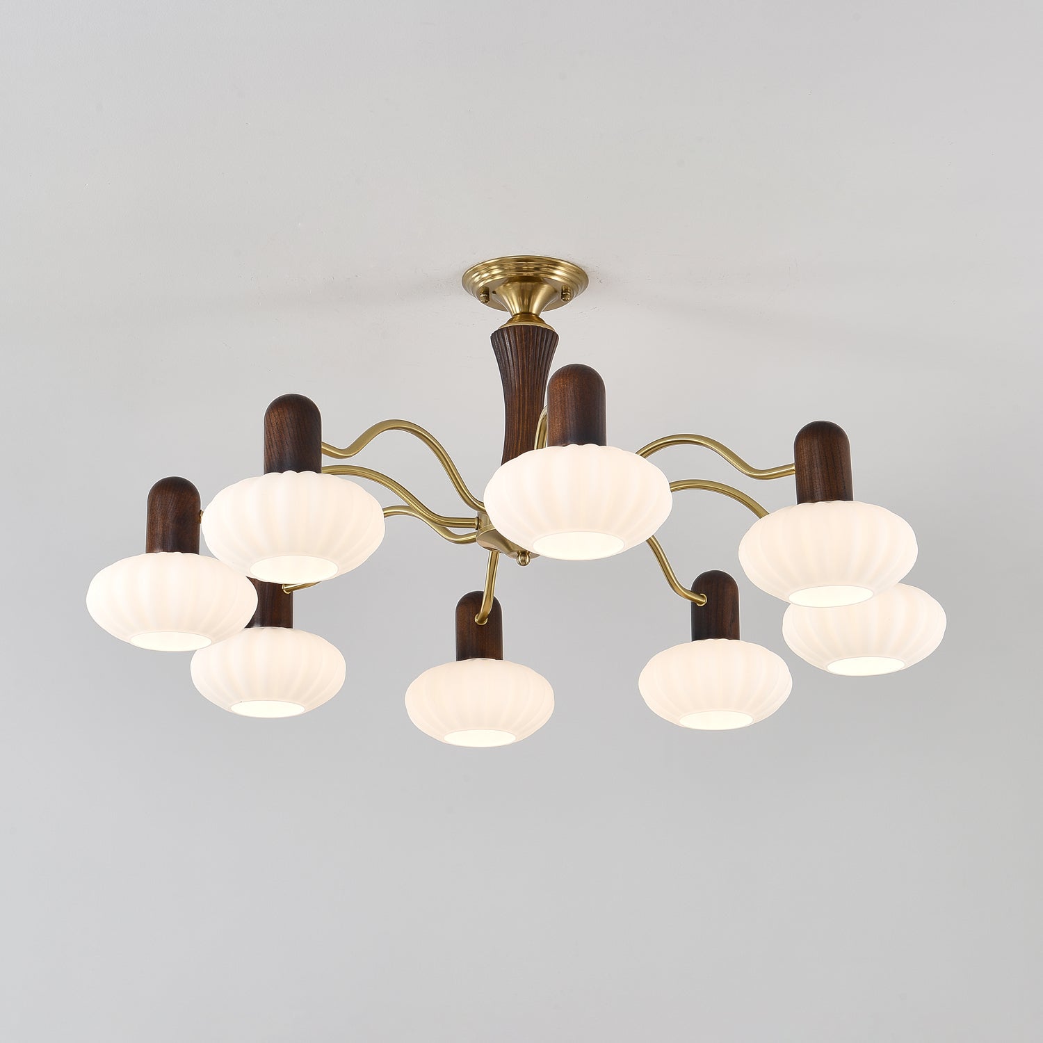Rinuora Chandelier Walnut Embrace White Finish