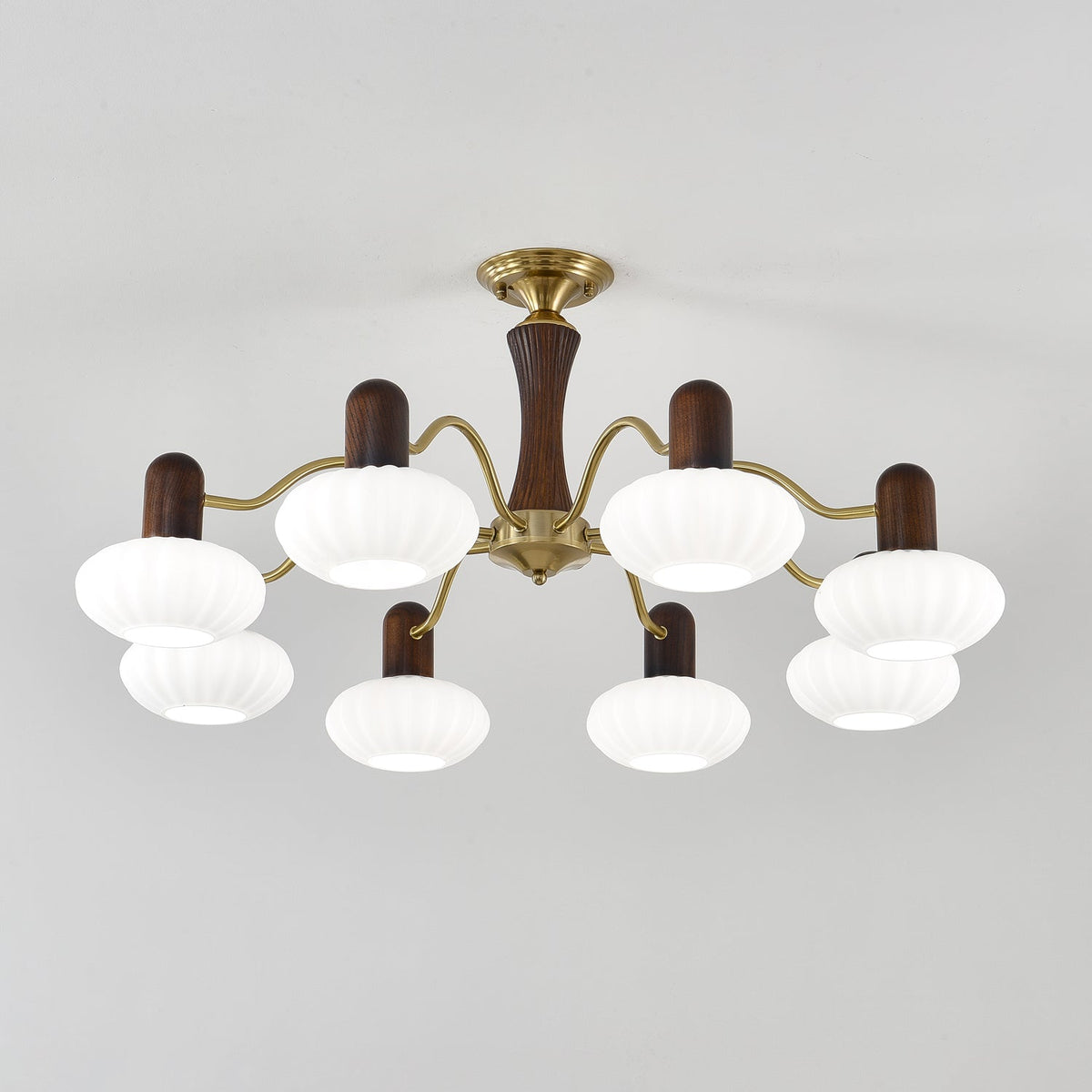 Rinuora Chandelier Walnut Embrace White Finish