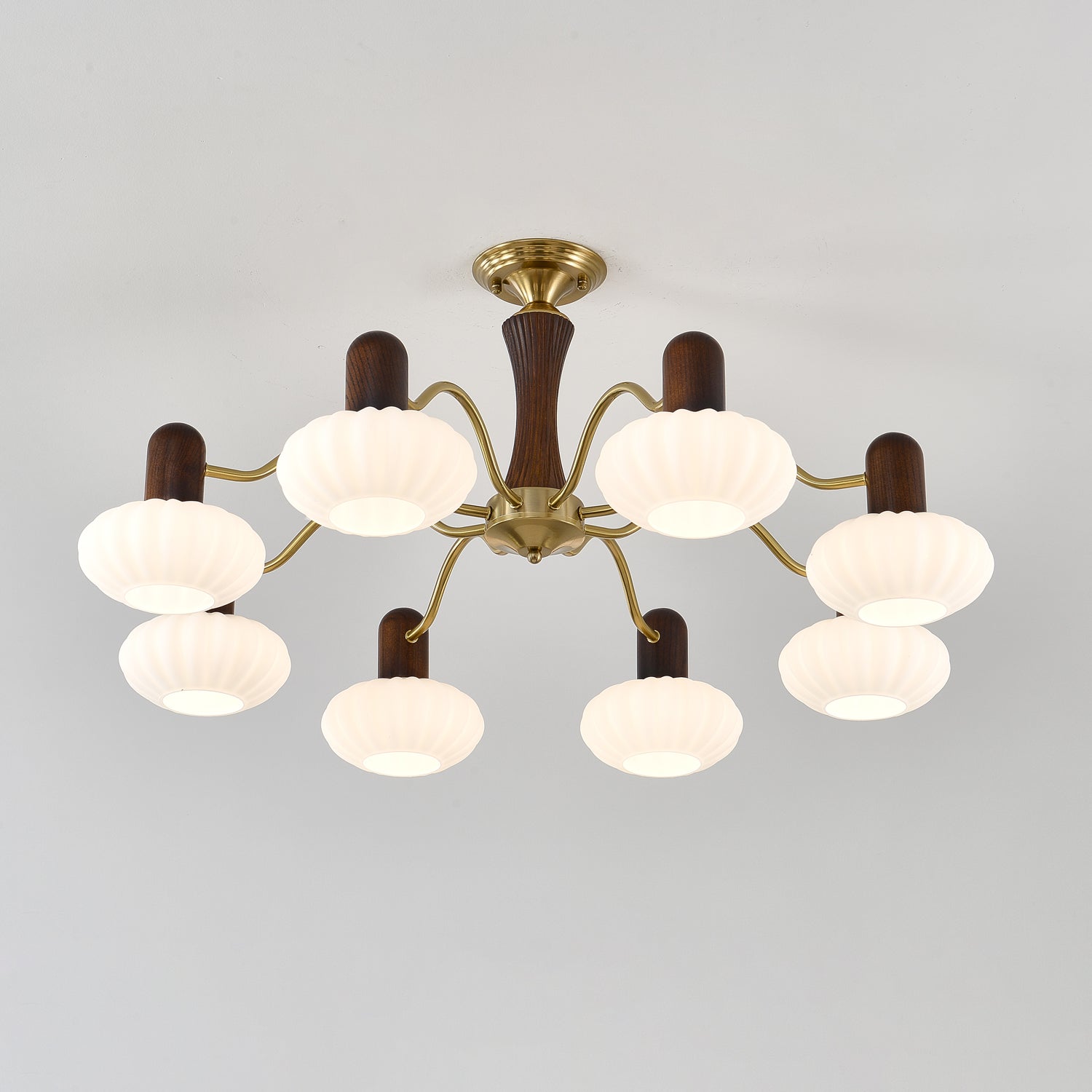 Rinuora Chandelier Walnut Embrace White Finish