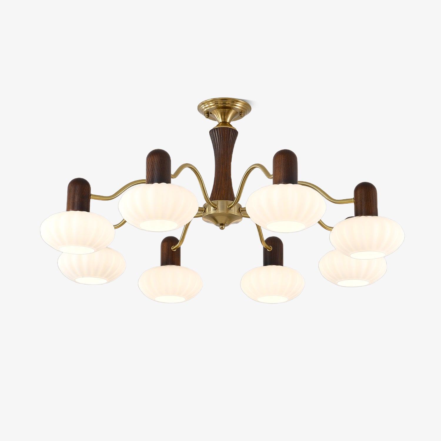 Rinuora Chandelier Walnut Embrace White Finish