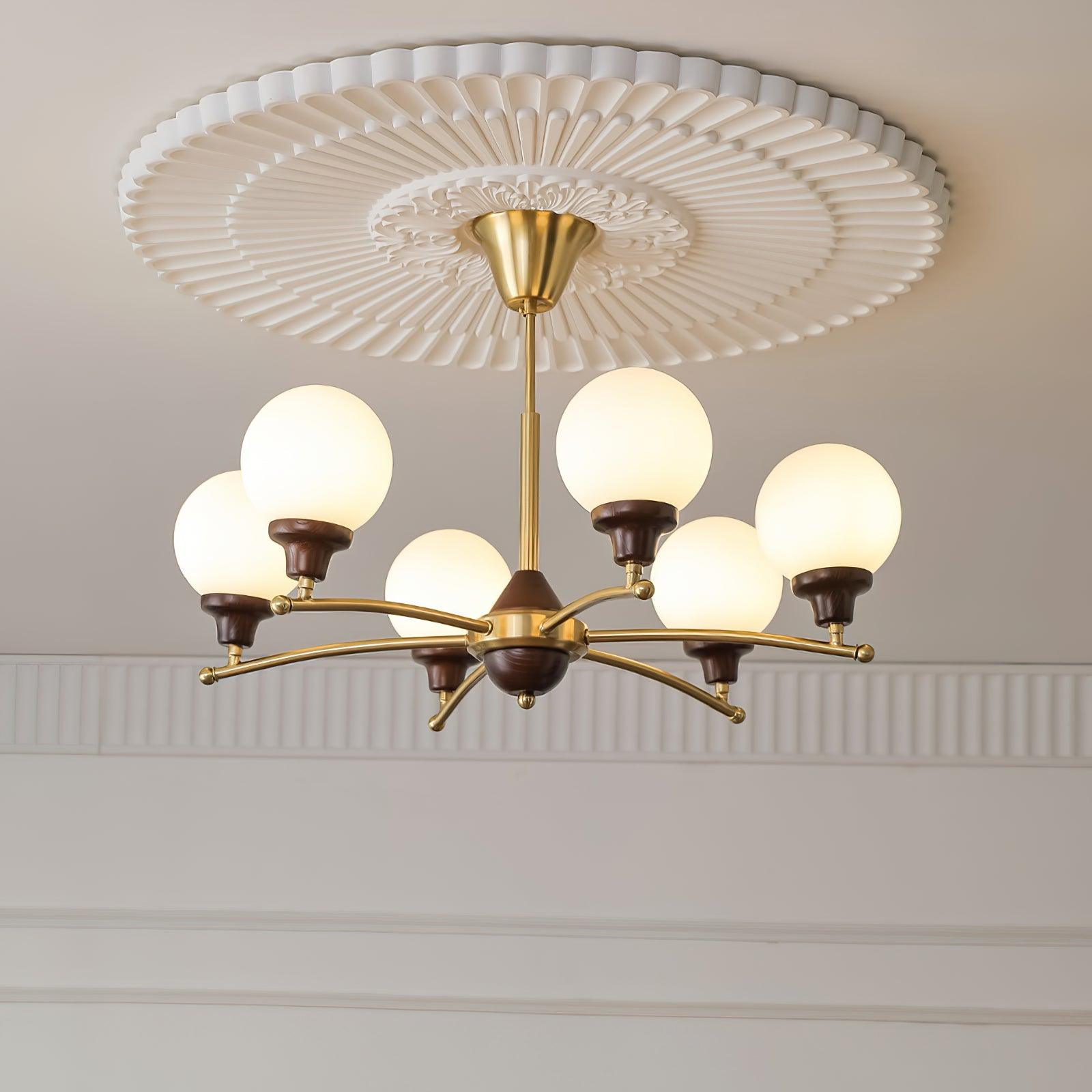 Elvanella Chandelier Walnut Glass Balls