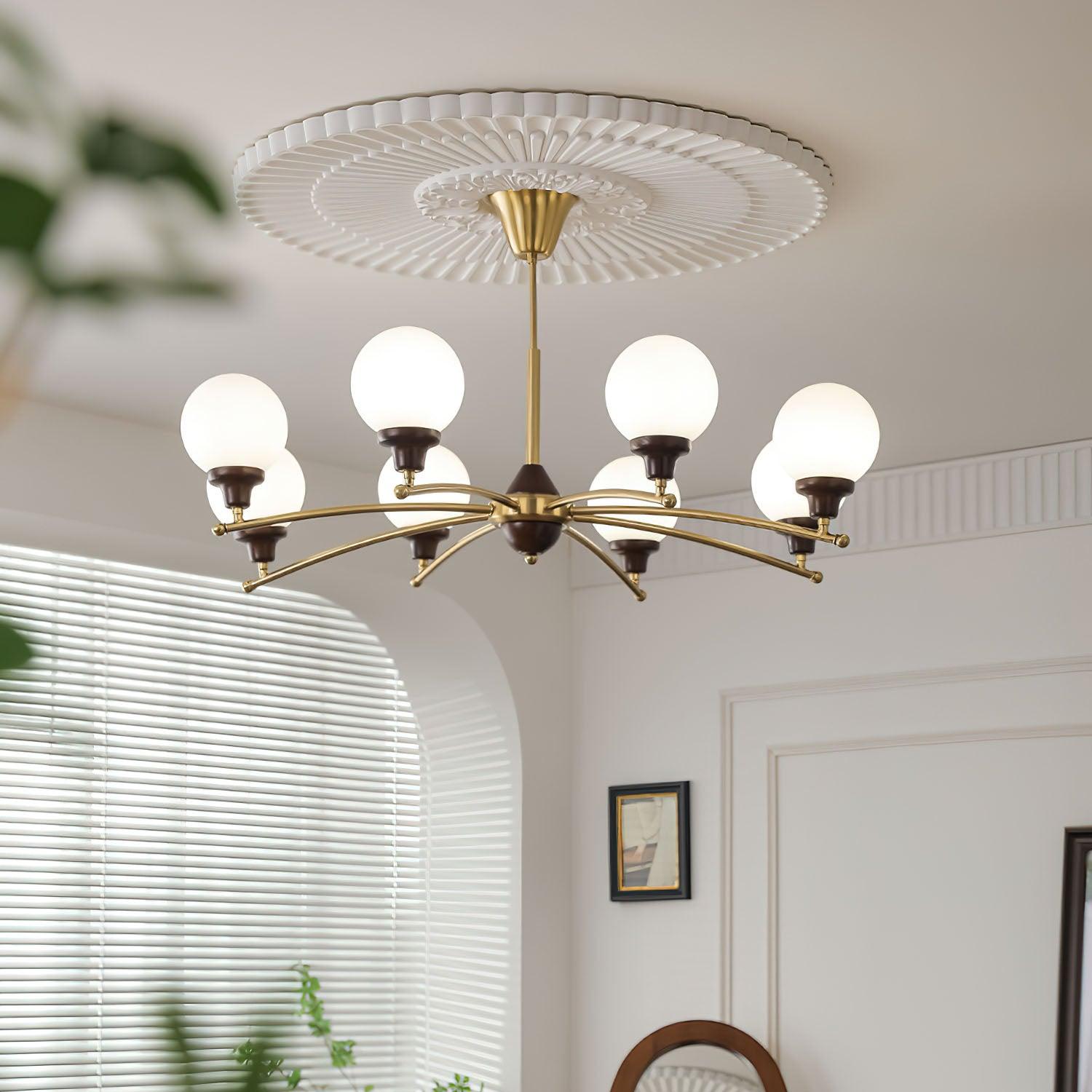 Elvanella Chandelier Walnut Glass Balls