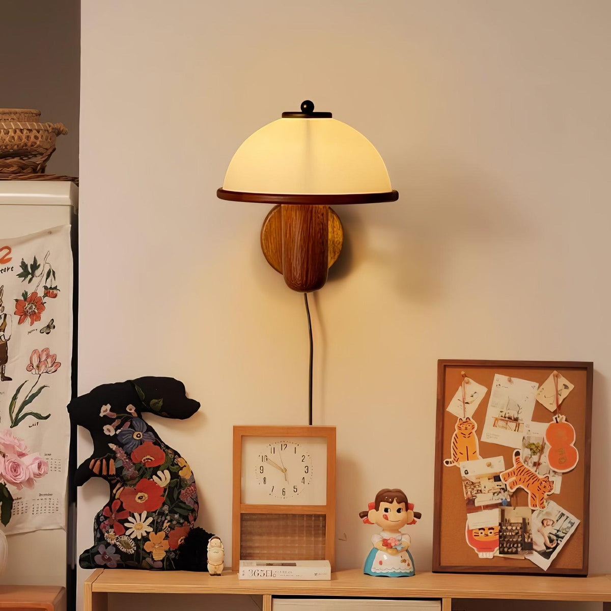 Elvarira Wall Lamp Mushroom Wood