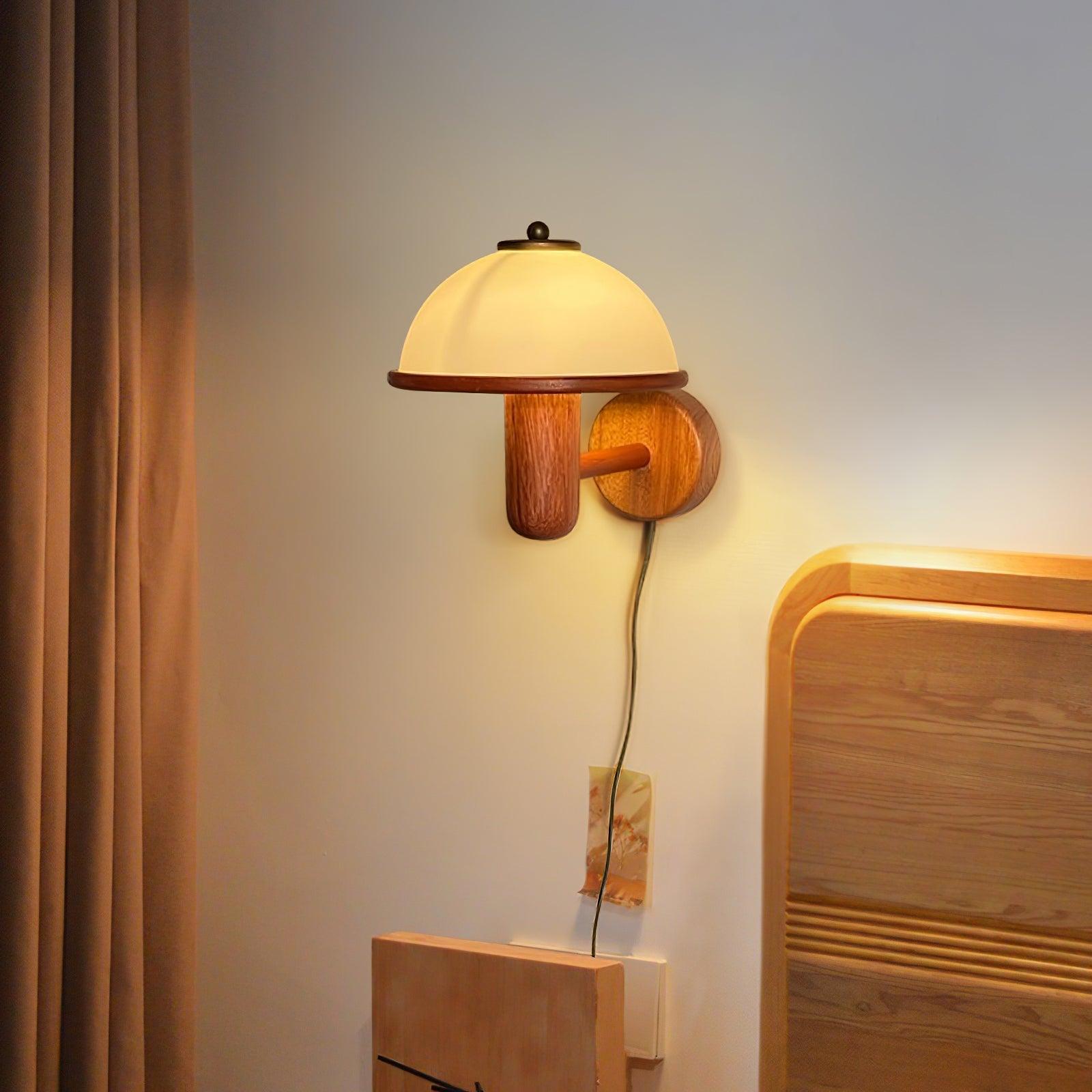 Rinerise Wall Lamp Mushroom Wood Oak