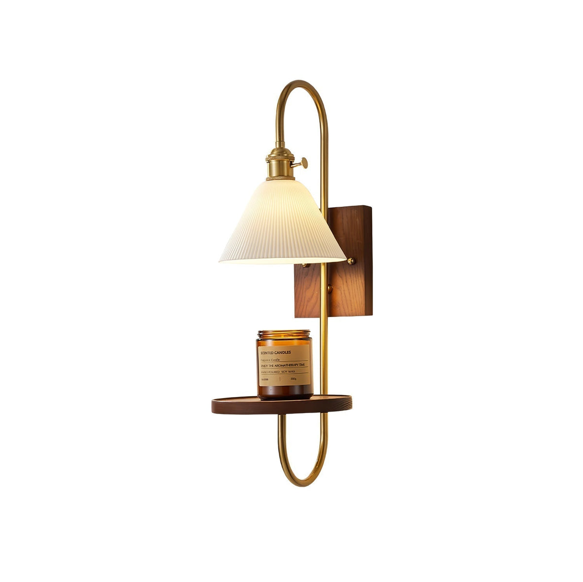 Altheus Nordic Art Shelf Walnut Wood Ceramics Sconce Wall lamp