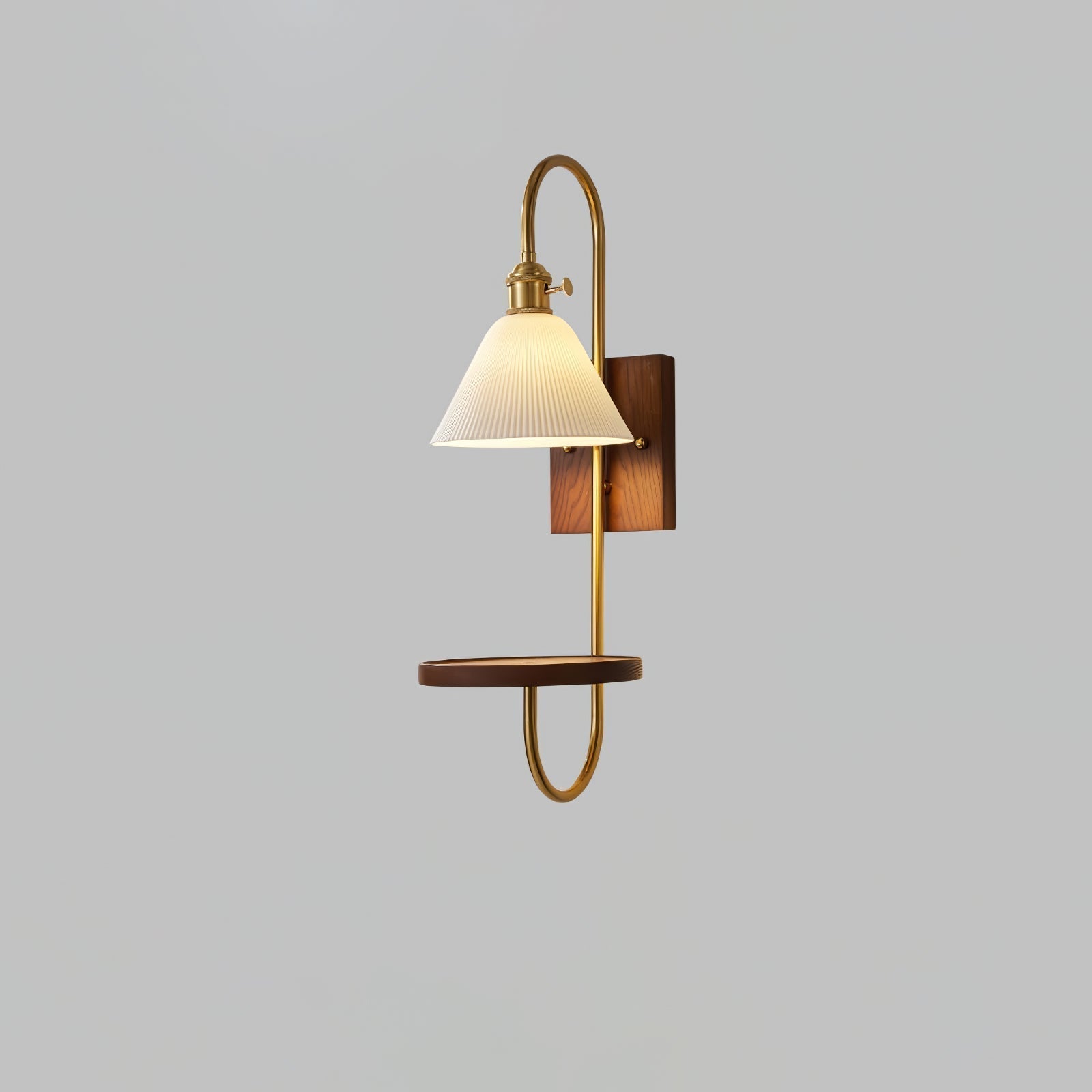 Altheus Nordic Art Shelf Walnut Wood Ceramics Sconce Wall lamp