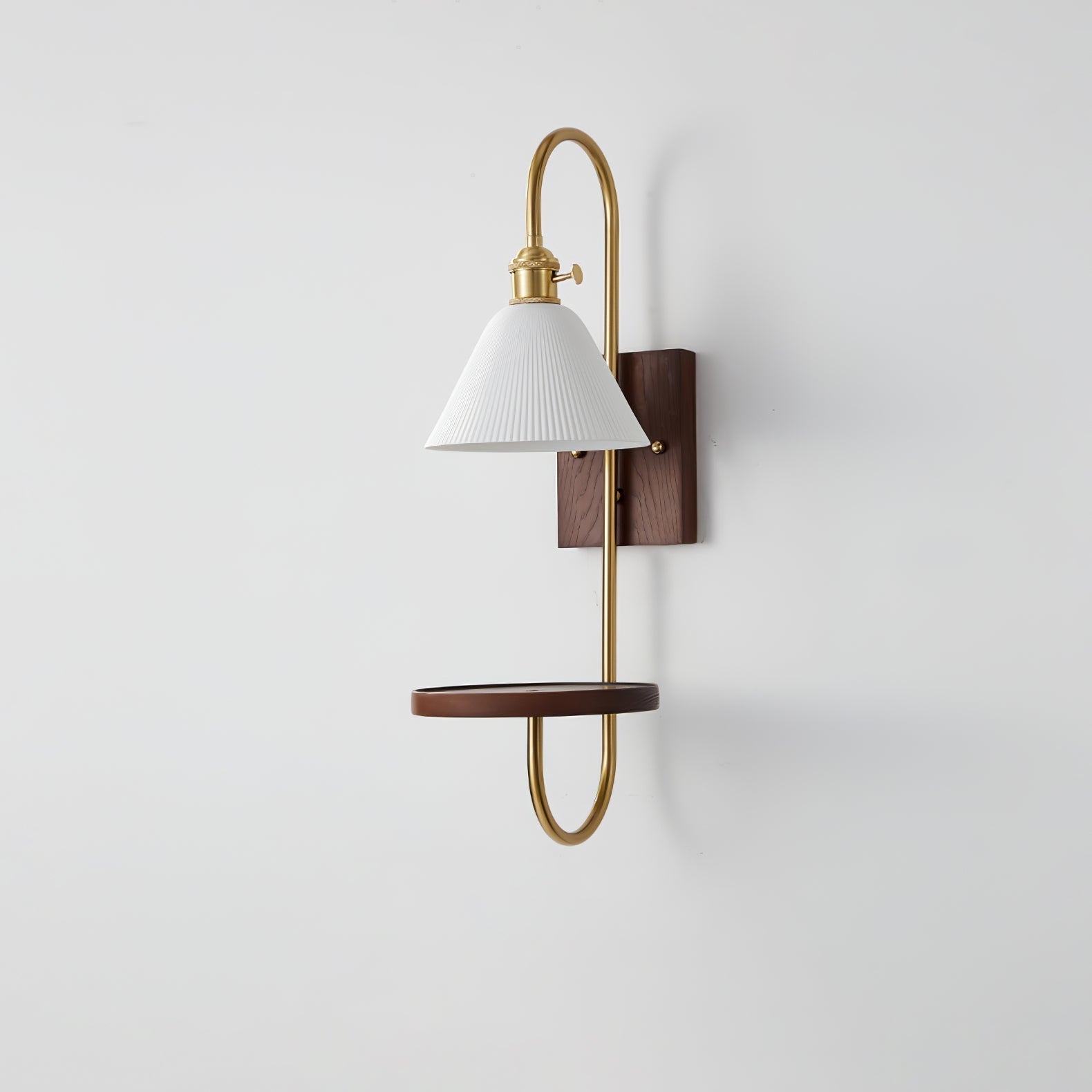 Altheus Nordic Art Shelf Walnut Wood Ceramics Sconce Wall lamp
