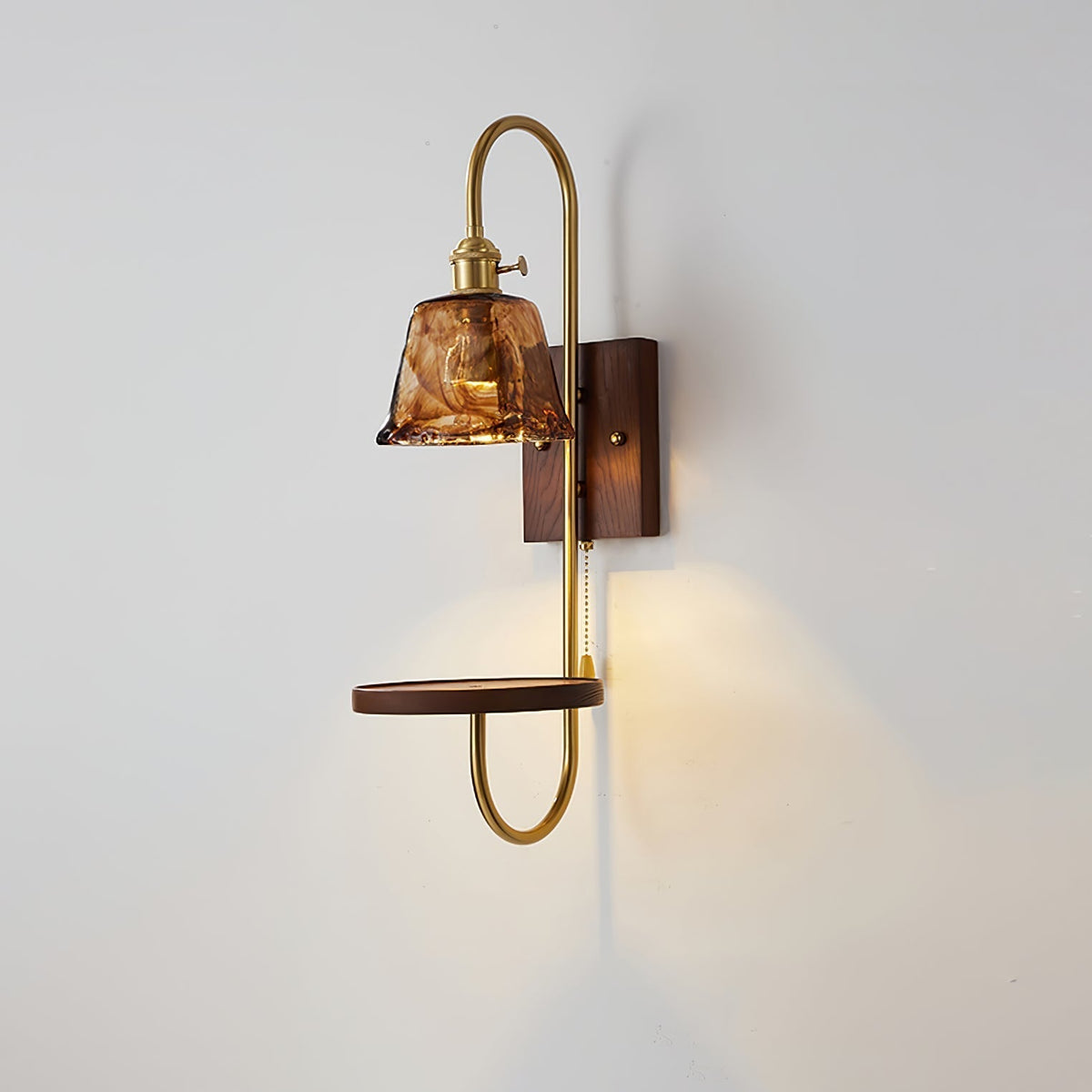 Altheus Nordic Art Shelf Walnut Wood Ceramics Sconce Wall lamp