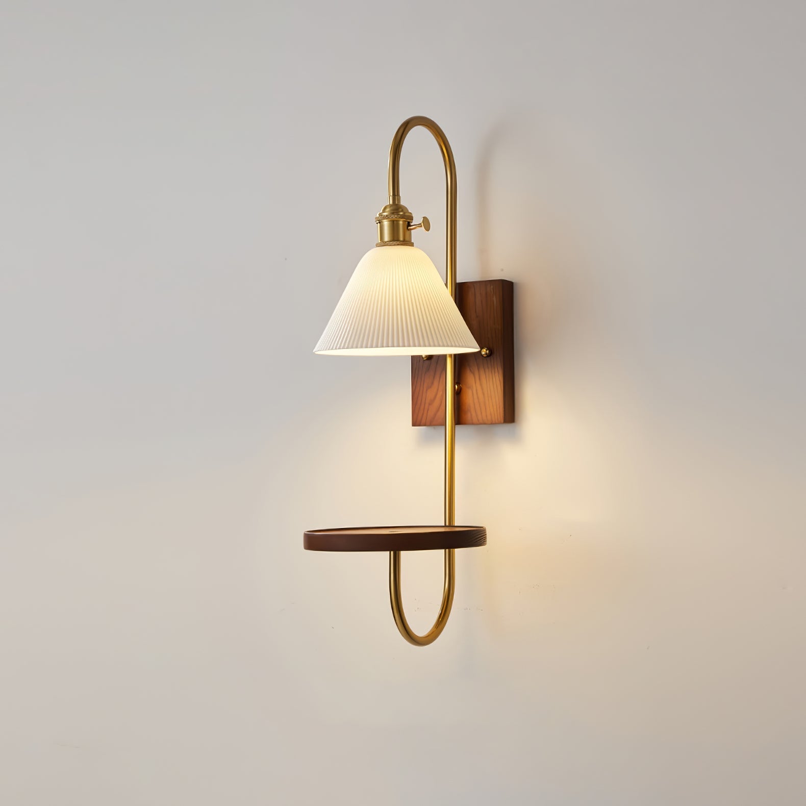 Altheus Nordic Art Shelf Walnut Wood Ceramics Sconce Wall lamp