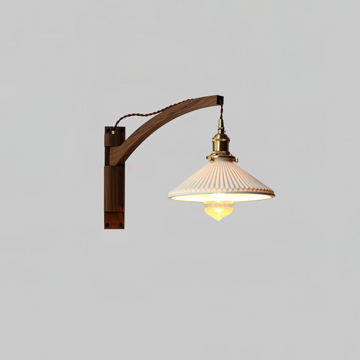 Esviel Nordic Art Swing Arm Walnut Ceramic Wall Light
