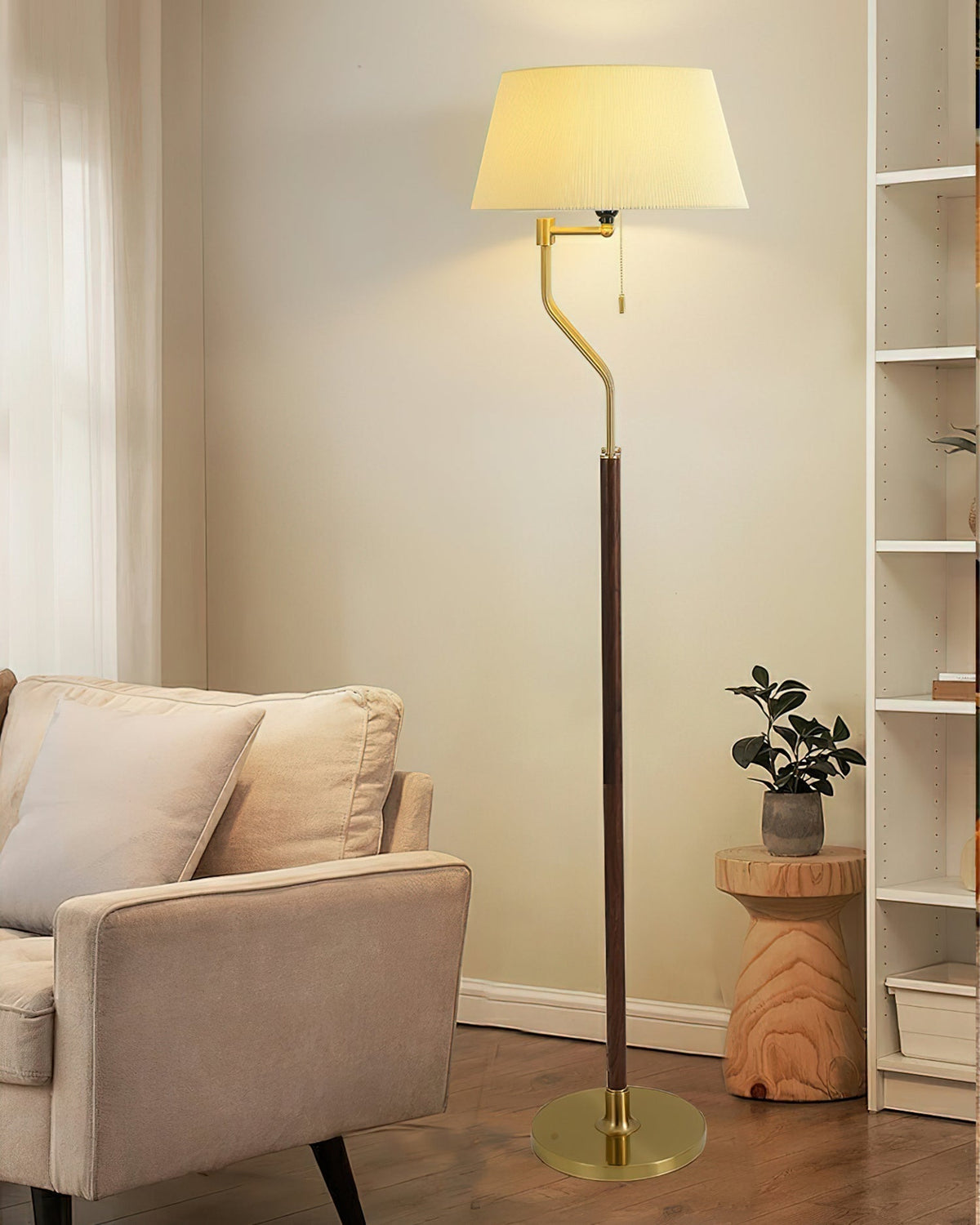 Elverine Walnut Whisper Floor Lamp