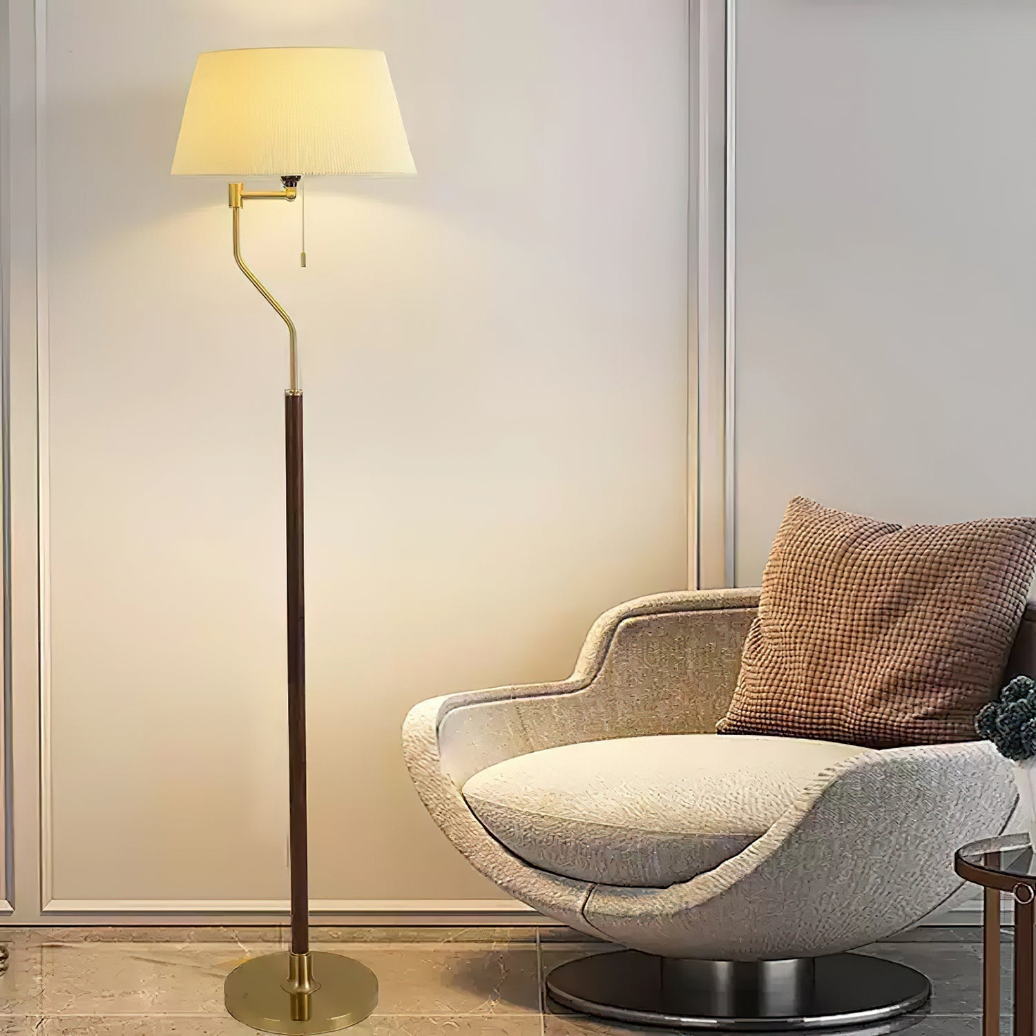 Elverine Walnut Whisper Floor Lamp