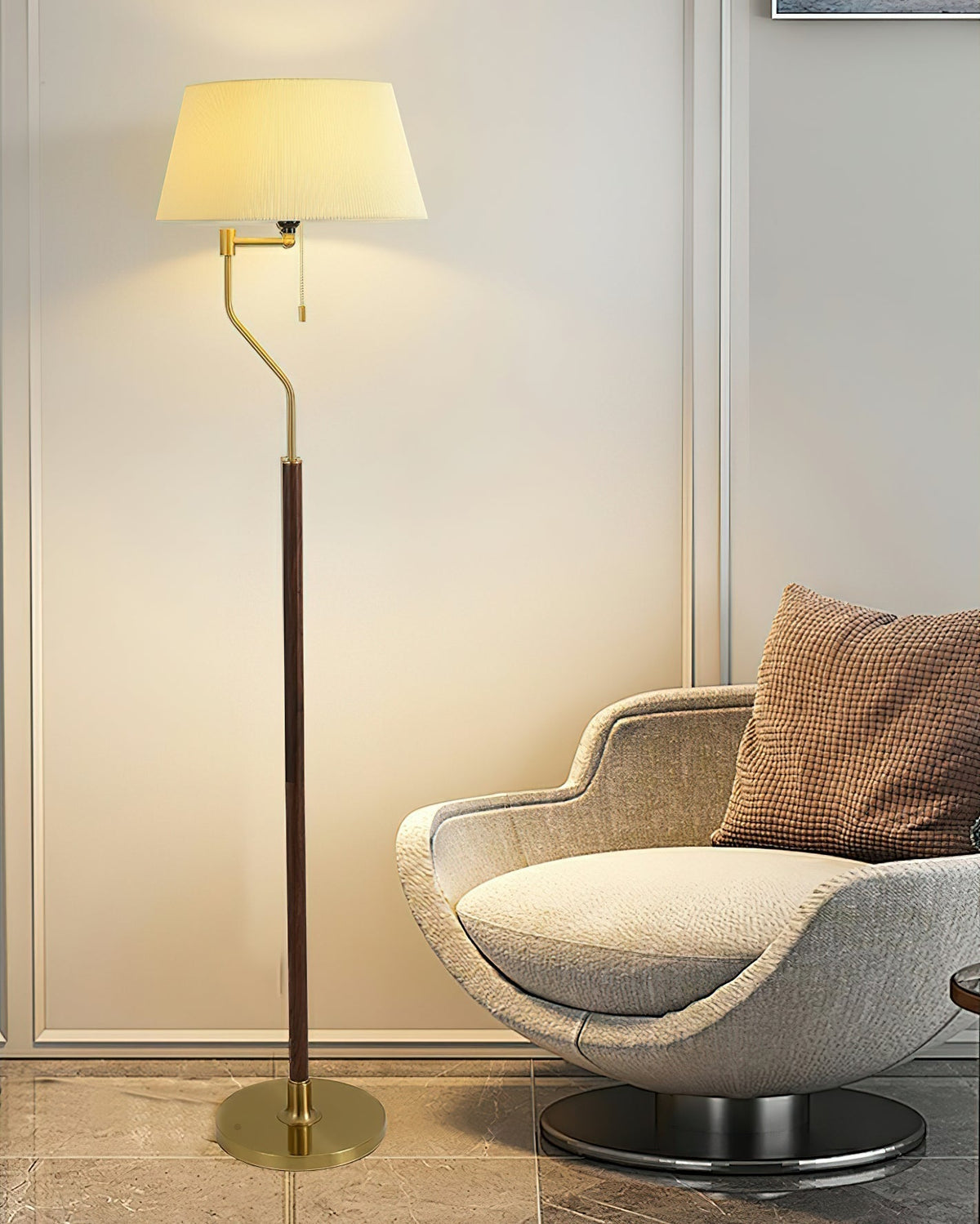 Elverine Walnut Whisper Floor Lamp