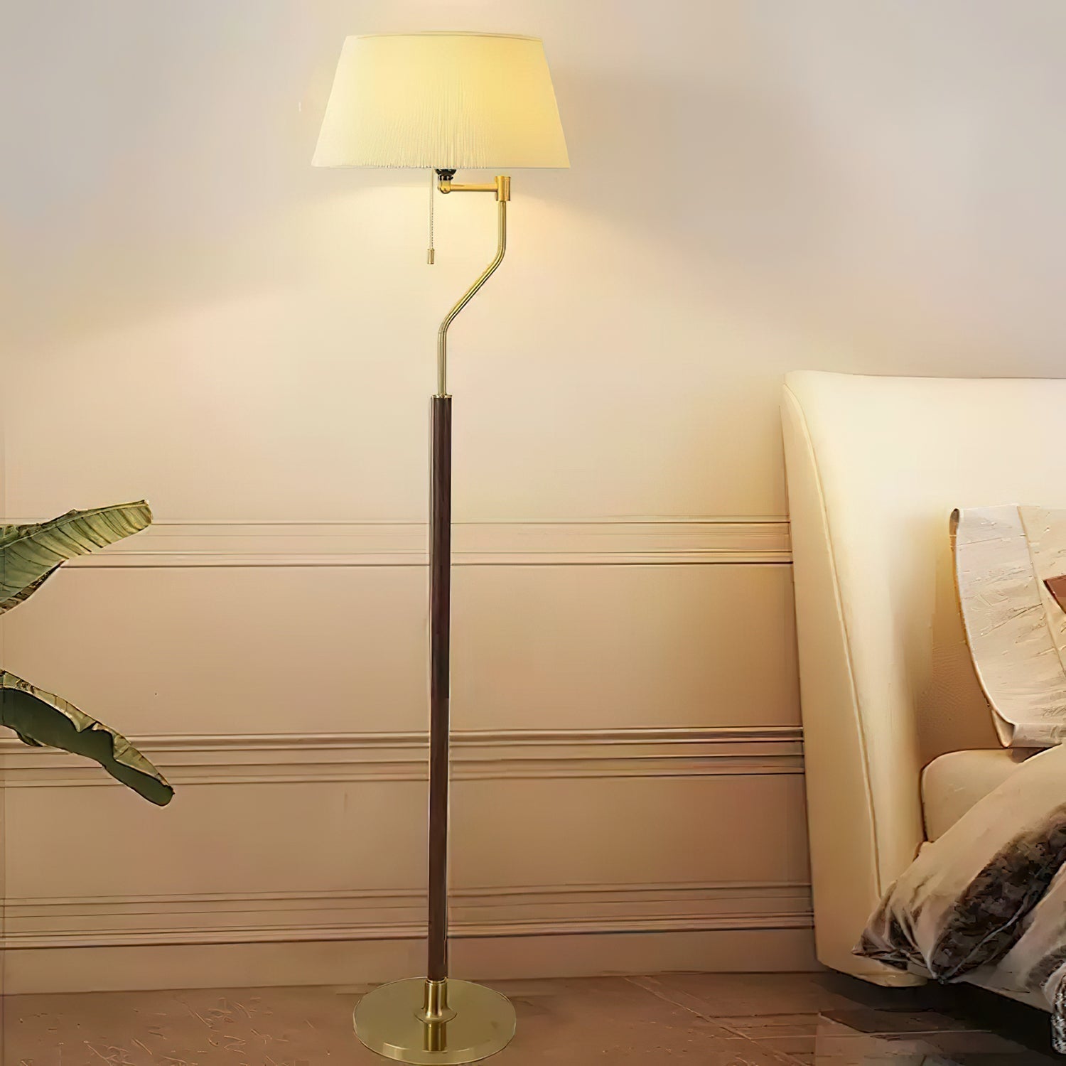 Elverine Walnut Whisper Floor Lamp