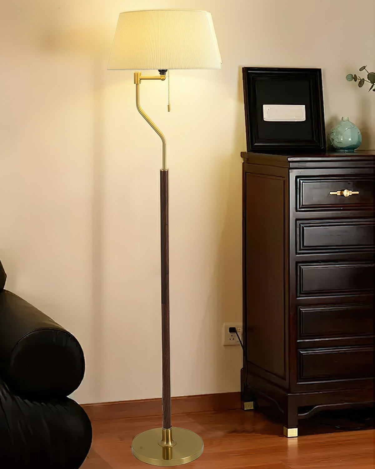 Elverine Walnut Whisper Floor Lamp