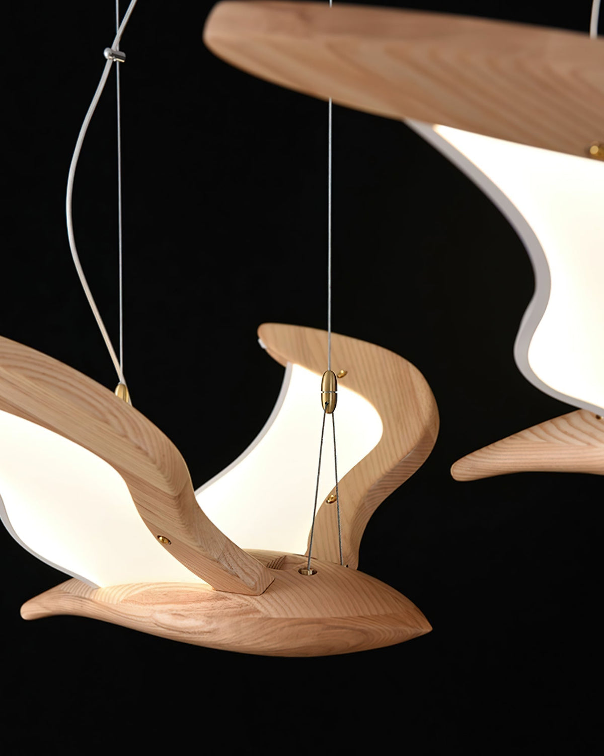 Aldiira Chandelier Bird Form Wood Sculptural