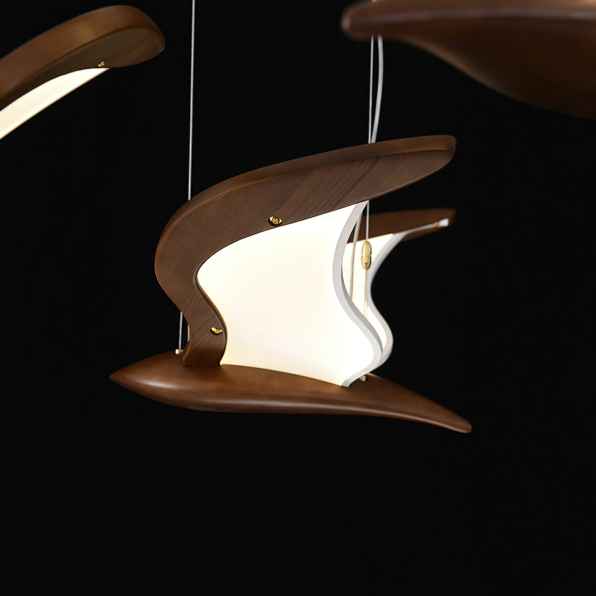 Aldiira Chandelier Bird Form Wood Sculptural
