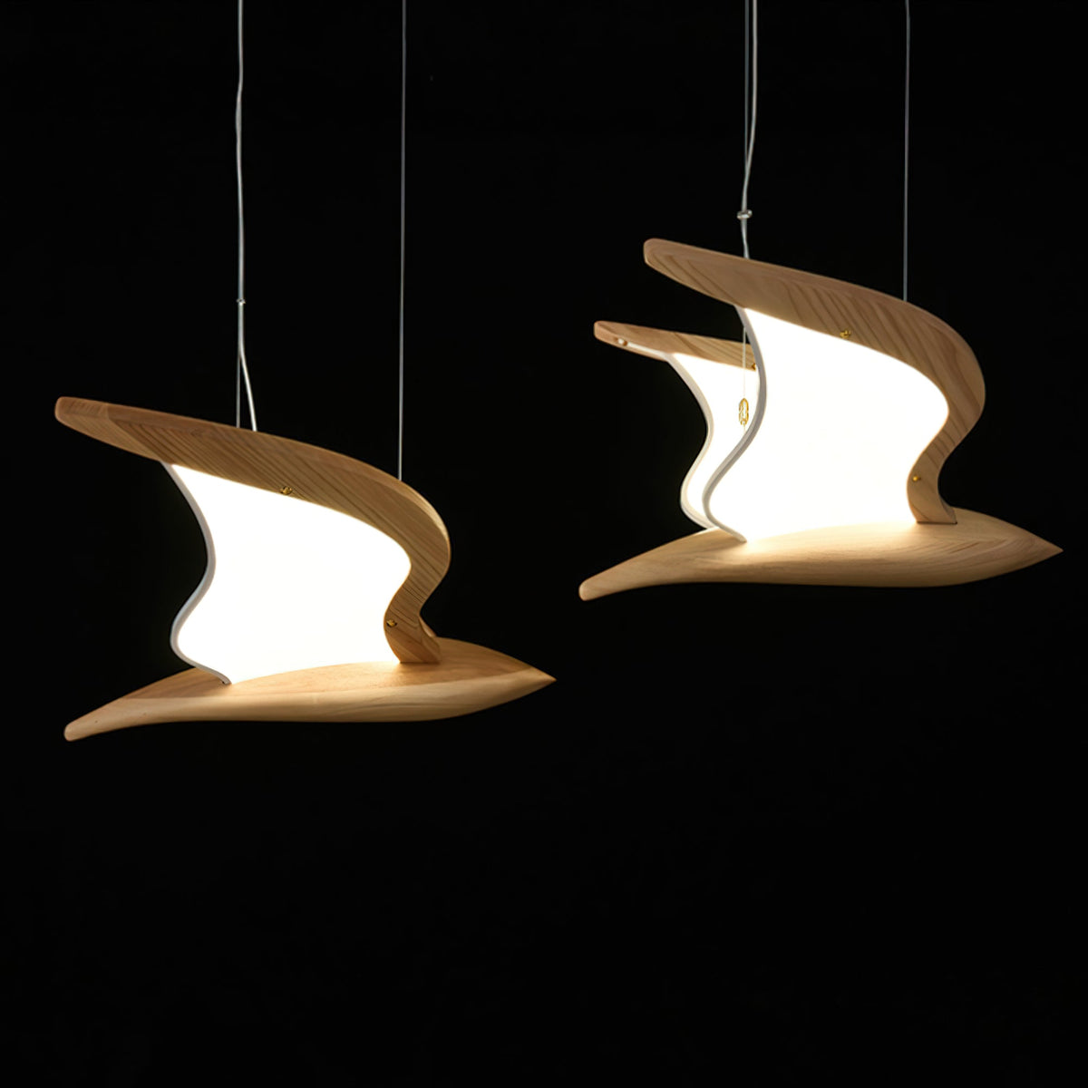 Aldiira Chandelier Bird Form Wood Sculptural