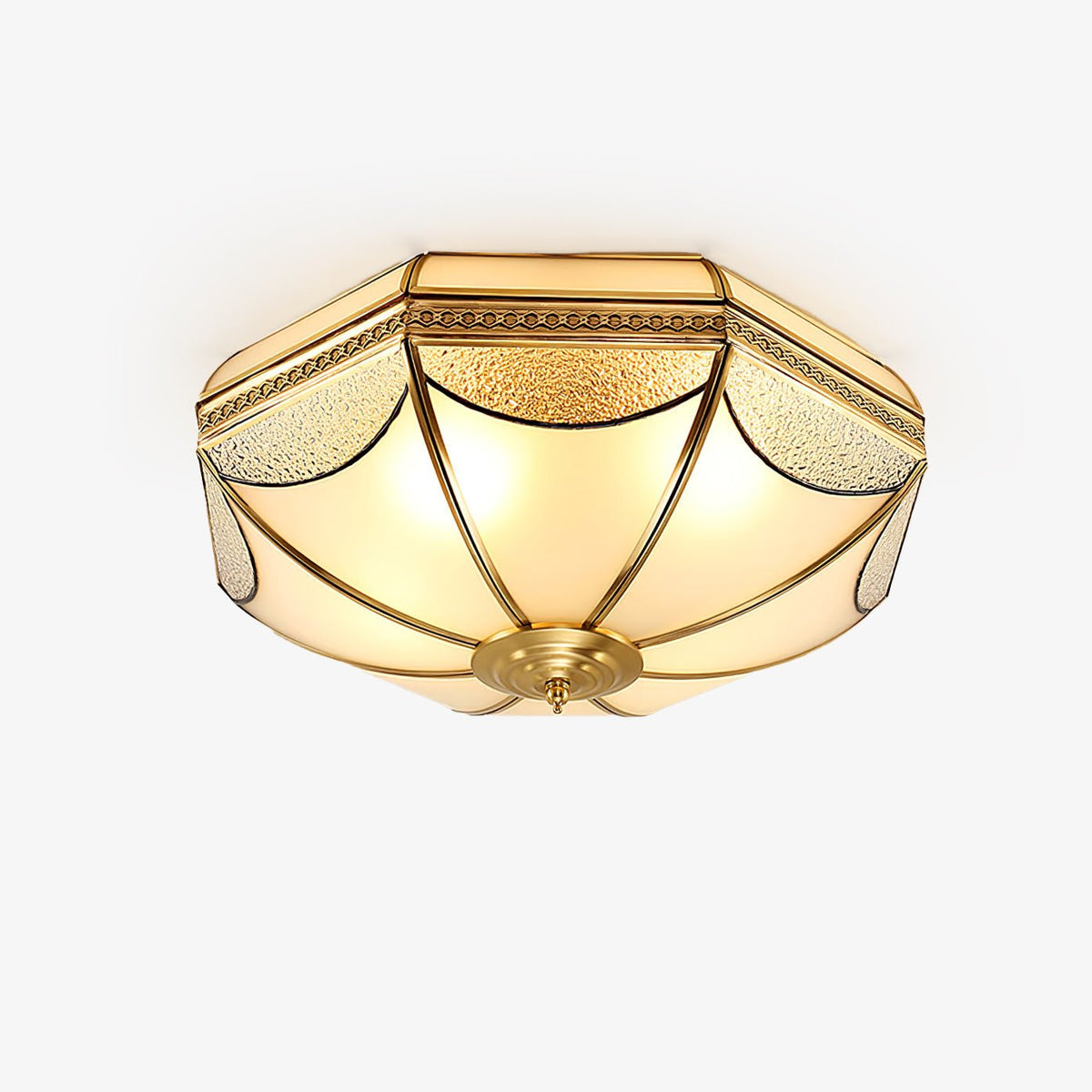 Ellaeara Warehouse Dome Shape Brass Glass Ceiling Lamp