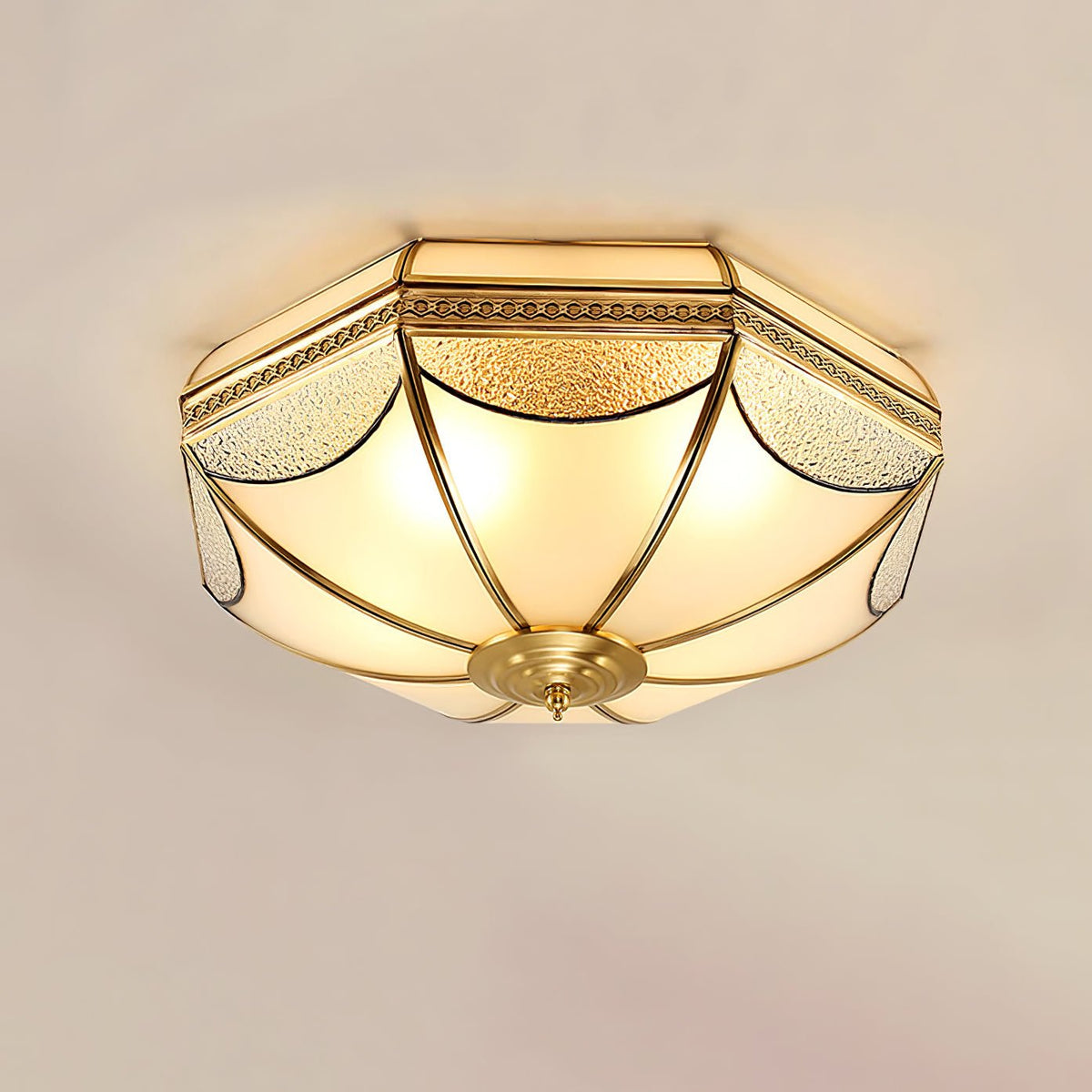 Ellaeara Warehouse Dome Shape Brass Glass Ceiling Lamp
