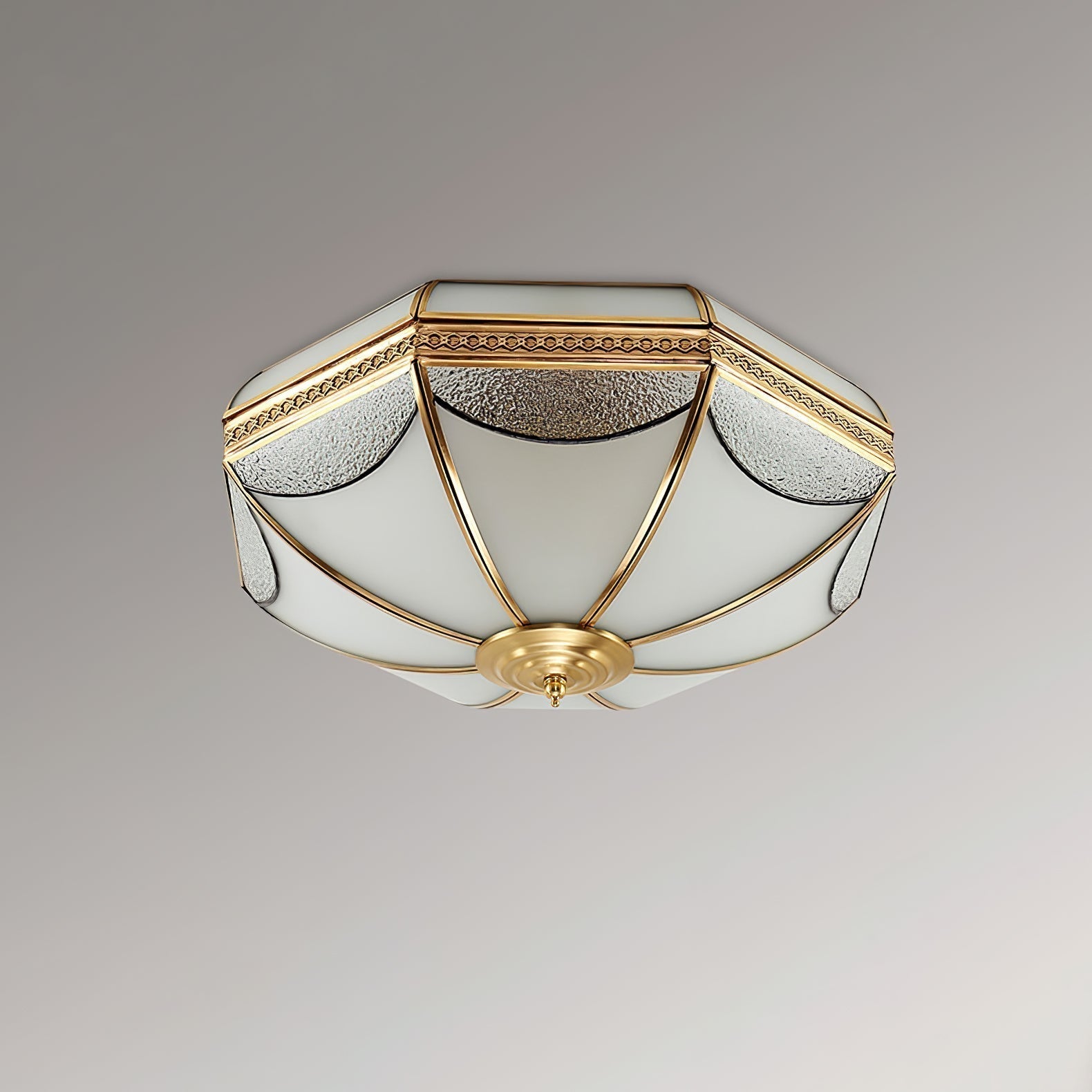 Ellaeara Warehouse Dome Shape Brass Glass Ceiling Lamp