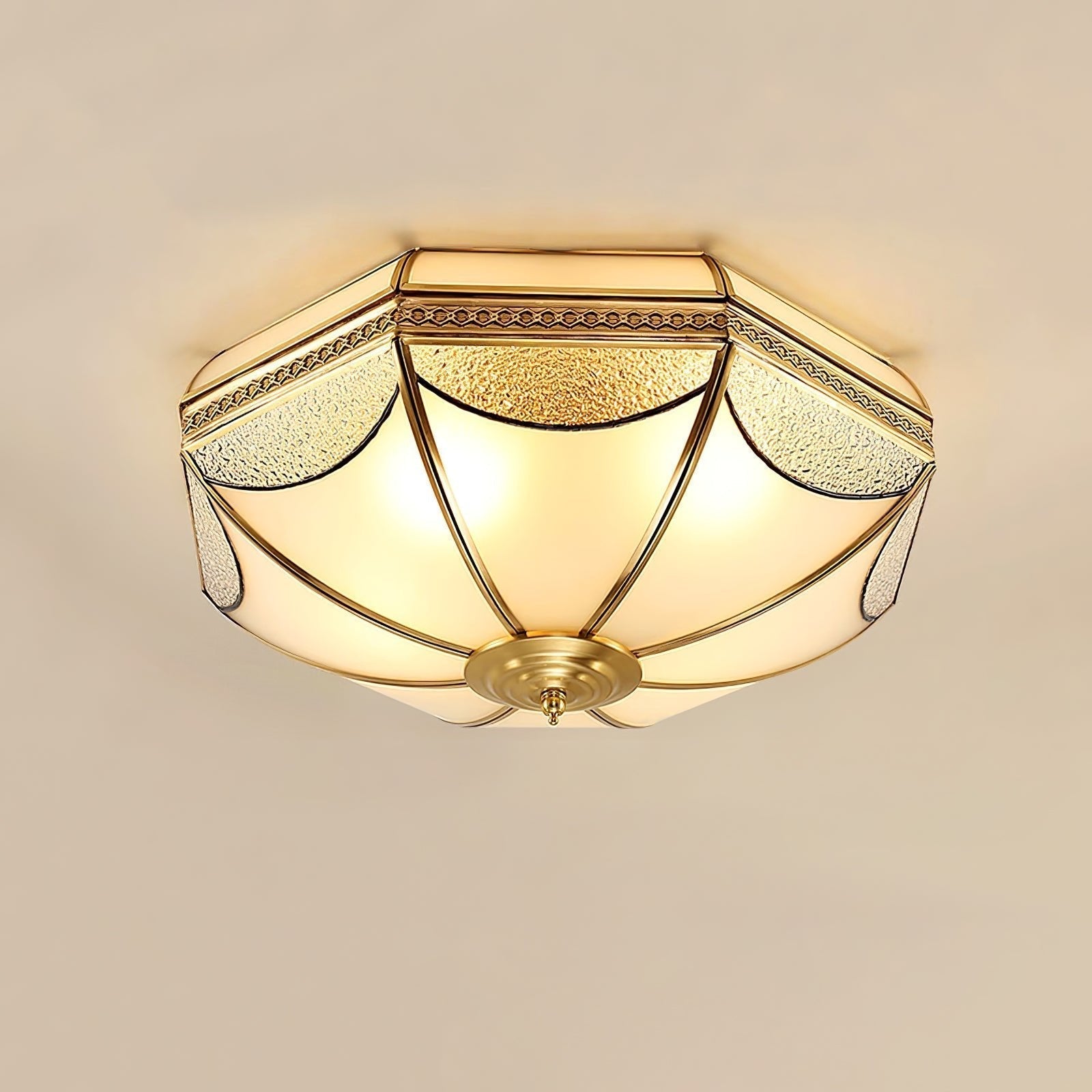 Ellaeara Warehouse Dome Shape Brass Glass Ceiling Lamp
