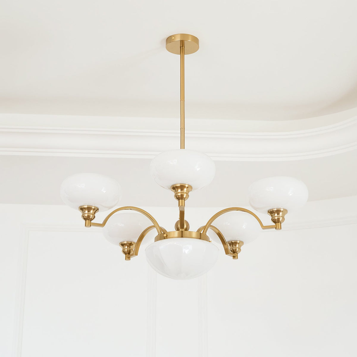 Veliniel Chandelier Warre Satin Nickel Glass Iron