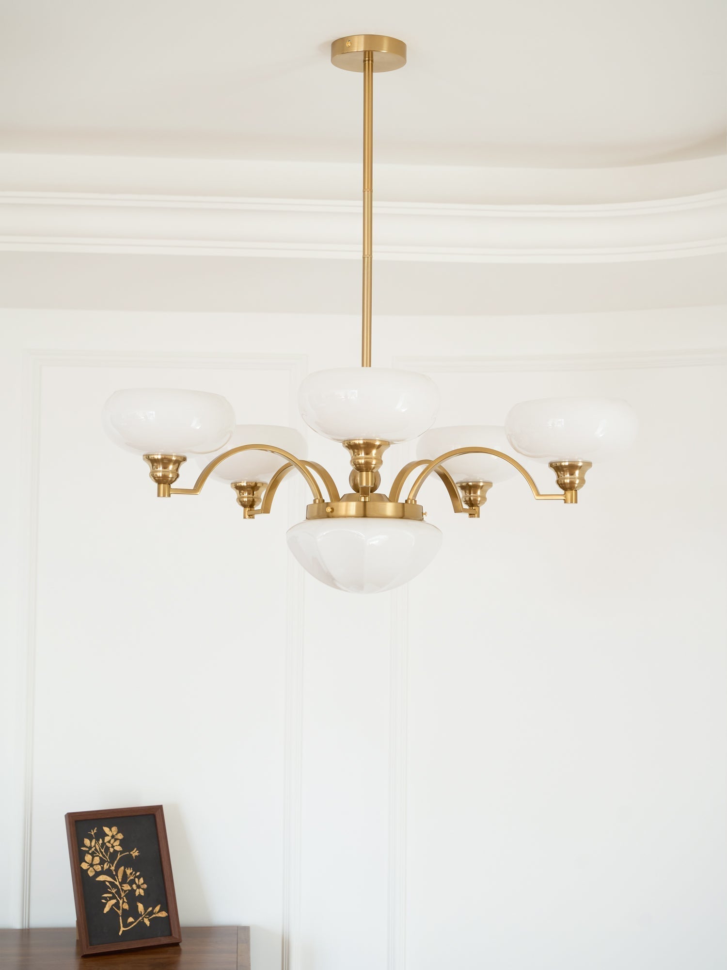 Veliniel Chandelier Warre Satin Nickel Glass Iron