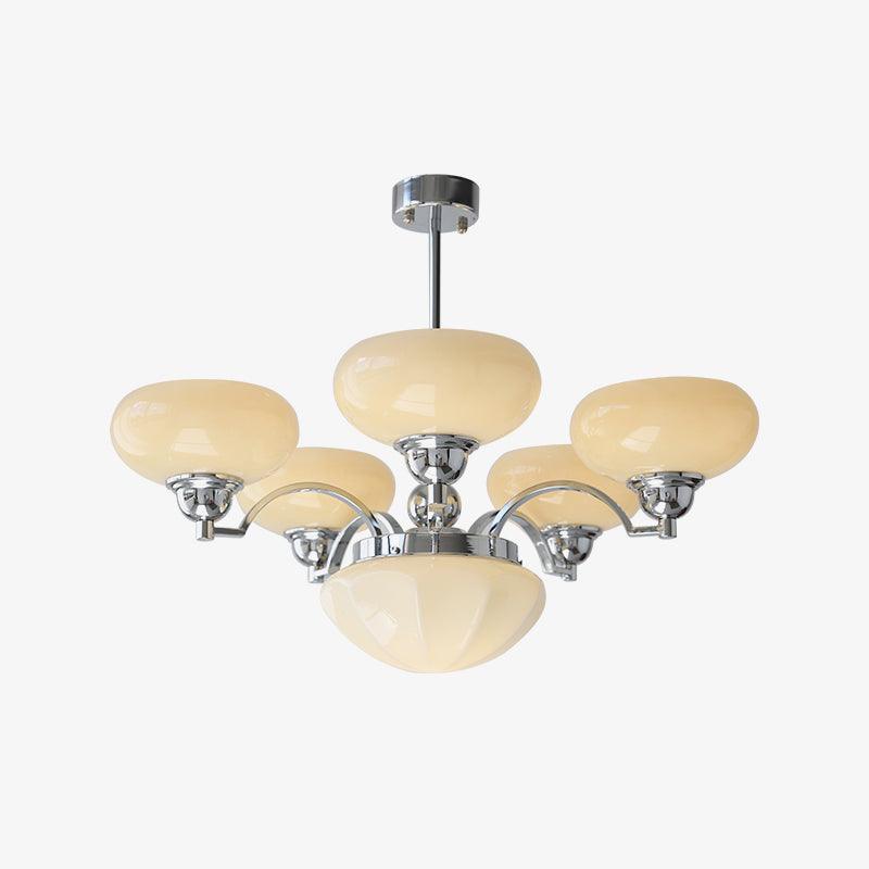 Veliniel Chandelier Warre Satin Nickel Glass Iron