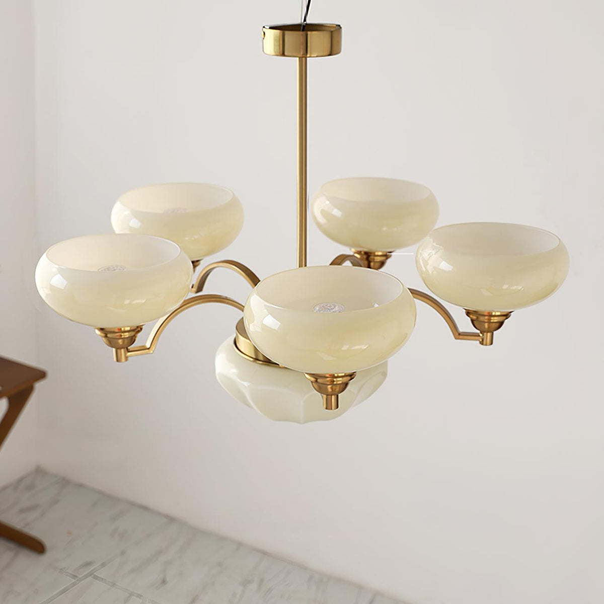 Veliniel Chandelier Warre Satin Nickel Glass Iron