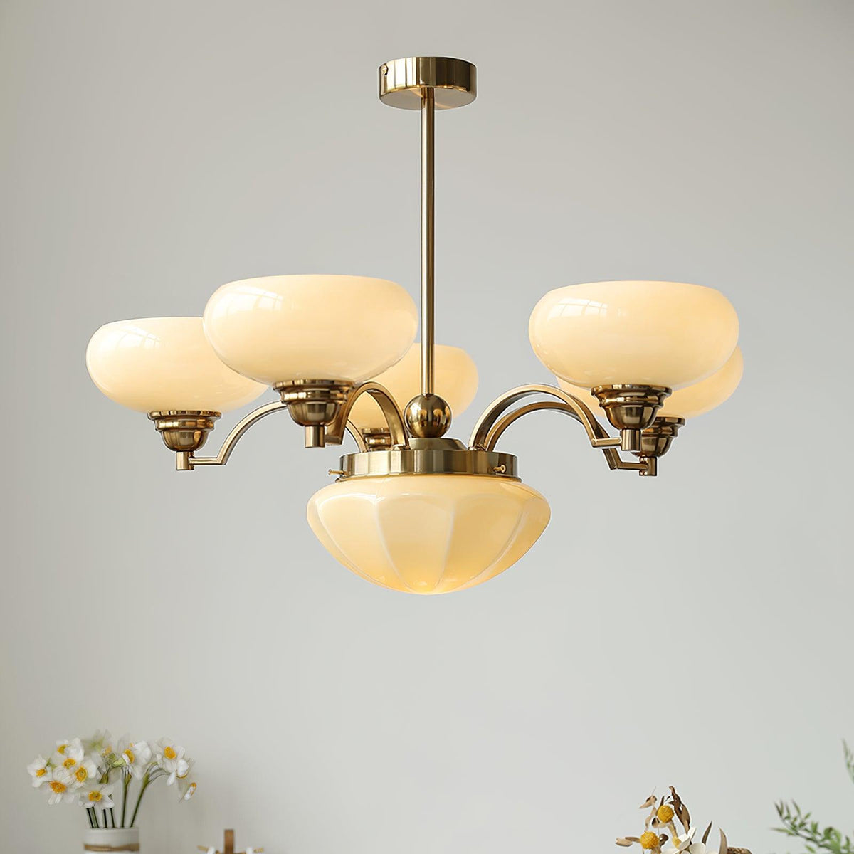 Veliniel Chandelier Warre Satin Nickel Glass Iron