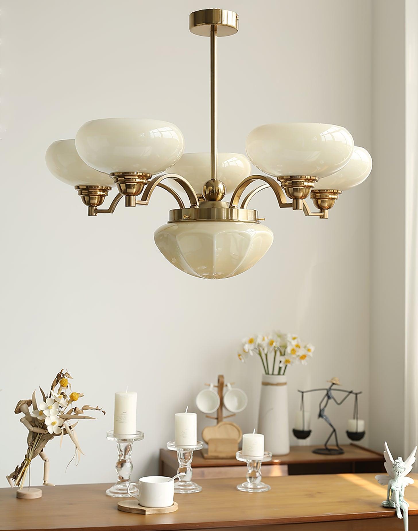 Veliniel Chandelier Warre Satin Nickel Glass Iron