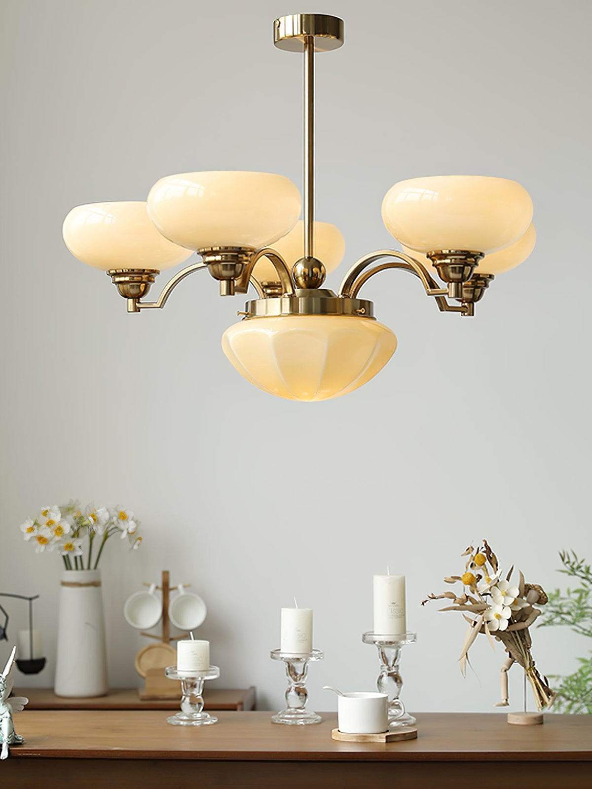 Veliniel Chandelier Warre Satin Nickel Glass Iron