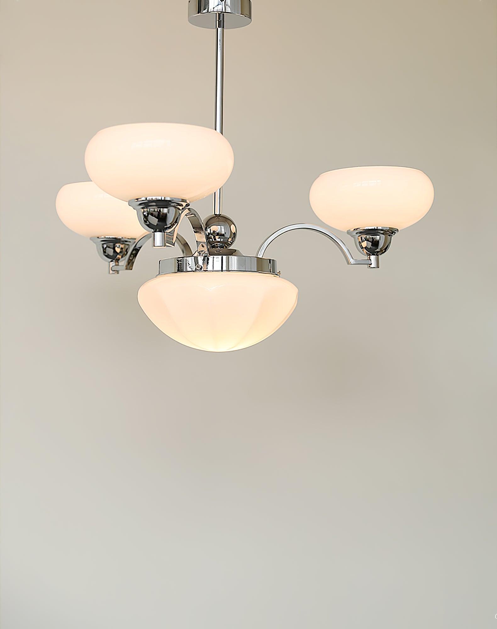 Veliniel Chandelier Warre Satin Nickel Glass Iron